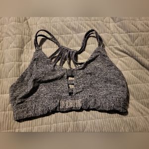 PINK Gray Sports Bra - Large